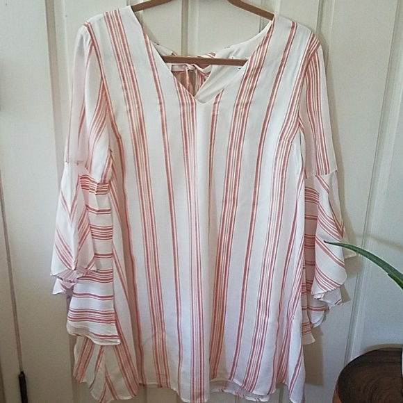 Coral striped tunic dress-brand new-multiple sizes - Picture 2 of 5